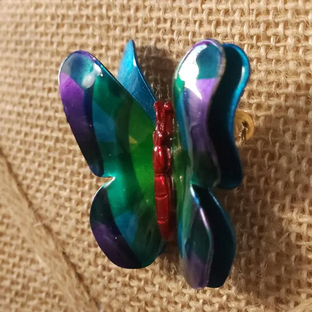 Vintage Blue Butterfly Brooch - Charming Nature-Inspired Accessory - Picture 3 of 10